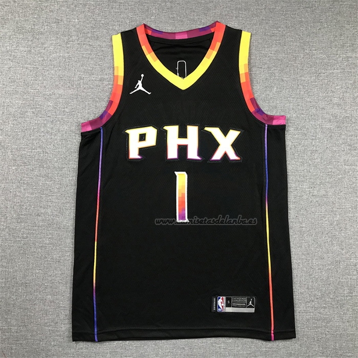 Camiseta Nino Phoenix Suns Devin Booker NO 1 Statement 2022-23 Negro